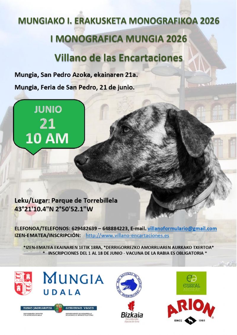 Cartel de MUNGIAKO I. ERAKUSKETA MONOGRAFIKOA 2026 / I MONOGRAFICA MUNGIA 2026